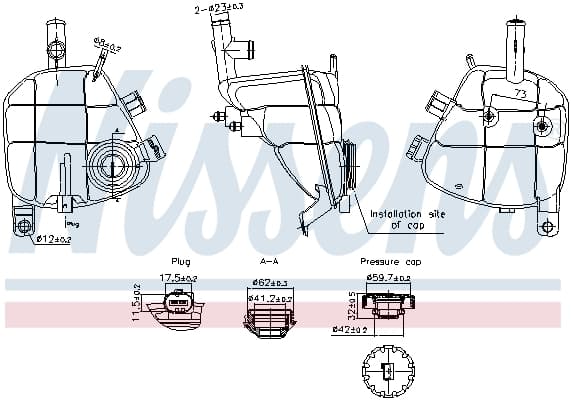 Vas expansiune racire (cu priza, cu senzor nivel) potrivit MERCEDES GL (X164), M (W164), SLS AMG (C197), SLS AMG (R197) 02.05-