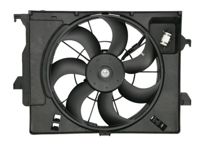 Ventilator radiator (cu carcasa, cu controler) potrivit HYUNDAI ACCENT IV, VELOSTER; KIA RIO III 1.4 1.6 11.10-