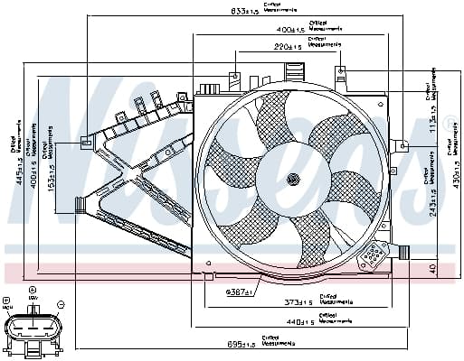 Ventilator radiator (cu carcasa) potrivit CHEVROLET CORSA; OPEL COMBO TOUR, COMBO MINIVAN, CORSA C, TIGRA 1.0-1.7D 08.00-