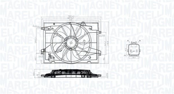 Ventilator radiator (cu carcasa) potrivit HYUNDAI TUCSON; KIA SPORTAGE II 2.0 2.0D 2.7 08.04-12.10
