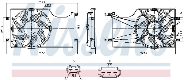 Ventilator radiator (cu carcasa) potrivit OPEL ADAM, CORSA E, CORSA E HATCHBACK 1.0-1.6 07.14-