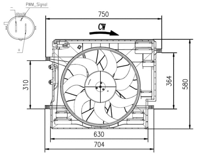 Ventilator radiator (cu carcasa) potrivit VOLVO XC90 II 2.0 2.0H 09.14-