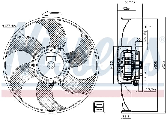 Ventilator radiator potrivit CITROEN BERLINGO, BERLINGO MINIVAN, XSARA, ZX; PEUGEOT 306, PARTNER, PARTNER MINIVAN 1.1-2.0 03.91-12.15