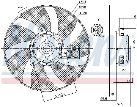 Ventilator radiator SEAT CORDOBA, CORDOBA VARIO, IBIZA II, INCA; VW CADDY II, POLO, POLO CLASSIC 1.0-2.0 intre 1993-2004