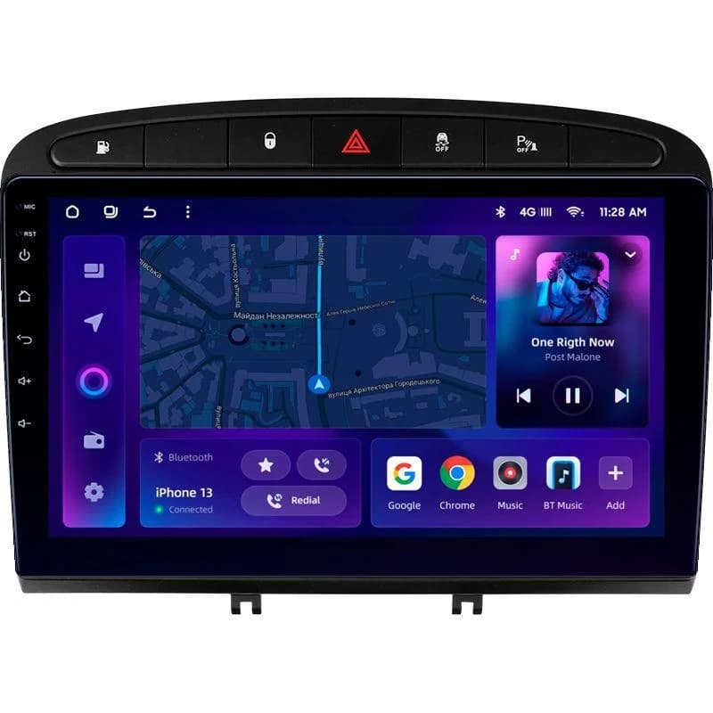 Navigatie Auto MOSS M3 Peugeot 308 2007-2015 4+32GB 9" QLED Octa-core 2Ghz, Android 4G Bluetooth 5.1 DSP