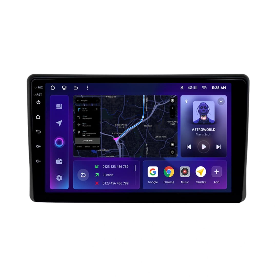 Navigatie Auto MOSS M3 Fiat Panda 2003-2012 4+32GB 9" QLED Octa-core 2Ghz, Android 4G Bluetooth 5.1 DSP